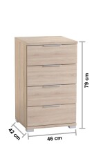 Nachtkommode >Smilla< in Eiche Sonoma, Melamin - 46x79x42cm (BxHxT)