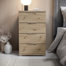 Nachtkommode >Smilla< in Artisan Eiche, Melamin - 46x79x42cm (BxHxT)