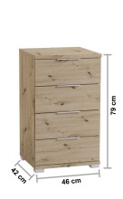 Nachtkommode >Smilla< in Artisan Eiche, Melamin - 46x79x42cm (BxHxT)