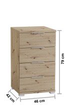 Nachtkommode >Smilla< in Artisan Eiche, Melamin - 46x79x42cm (BxHxT)
