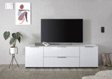 Lowboard >Sean< in Weiß, - 180x55x40 cm ( BxHxT)