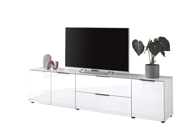 Lowboard >Sean< in Weiß, - 226x55x40 cm ( BxHxT)