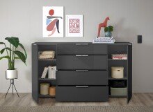 Kommode >Sean< in Anthrazit, - 180x99x40 cm ( BxHxT)