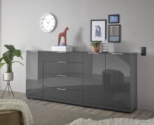 Kommode >Sean< in Anthrazit, - 226x99x40 cm ( BxHxT)