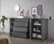 Kommode >Sean< in Anthrazit, - 226x99x40 cm ( BxHxT)