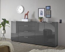 Kommode >Sean< in Anthrazit, - 226x99x40 cm ( BxHxT)