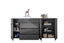 Kommode >Sean< in Anthrazit, - 226x99x40 cm ( BxHxT)