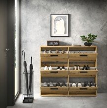 Schuhkipper >See< in Eiche Artisan, Melaminbeschichtet - 116x103x17cm (BxHxT)