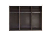 Schiebetürenschrank >Bravo< 3 Türen, Spiegel / Mauvella Eiche Dekor / Graphit - 270x210x60 (BxHxT)