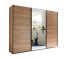 Schiebetürenschrank >Bravo< 3 Türen, Spiegel / Mauvella Eiche Dekor / Graphit - 270x210x60 (BxHxT)