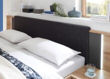 Bettanlage >Aschau< LED, 2 Schübe, Mauvella Eiche Dekor / Graphit - 305x93x210cm (BxHxT)
