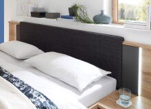 Bettanlage >Aschau< LED, 2 Schübe, Mauvella Eiche Dekor / Graphit - 305x93x210cm (BxHxT)