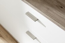 Wohnwand >SANTERNO< (3-teilig) in weiss / Eiche Dekor - 264x197x50 (BxHxT)
