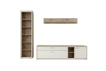 Wohnwand >SANTERNO< (3-teilig) in weiss / Eiche Dekor - 264x197x50 (BxHxT)