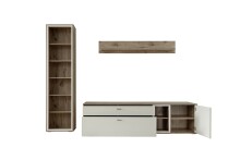 Wohnwand >SANTERNO< (3-teilig) in weiss / Eiche Dekor - 264x197x50 (BxHxT)