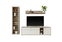 Wohnwand >SANTERNO< (3-teilig) in weiss / Eiche Dekor - 264x197x50 (BxHxT)