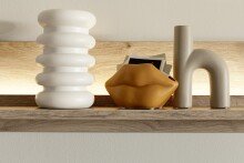 Wohnwand >SANTERNO< (3-teilig) in Soft weiss / Eiche Dekor - 287x180x50 (BxHxT)