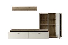 Wohnwand >SANTERNO< (3-teilig) in Soft weiss / Eiche Dekor - 287x180x50 (BxHxT)