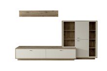 Wohnwand >SANTERNO< (3-teilig) in Soft weiss / Eiche Dekor - 287x180x50 (BxHxT)