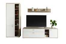 Wohnwand >SANTERNO< (3-teilig) in Soft weiss / Eiche Dekor - 292x197x50 (BxHxT)