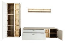 Wohnwand >SANTERNO< (3-teilig) in Soft weiss / Eiche Dekor - 292x197x50 (BxHxT)