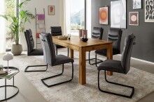 Kulissen-Esstisch >ETNA< ausziehbar bis 240cm, FSC Wildeiche massiv geölt - 160/240x77x90 BxHxT