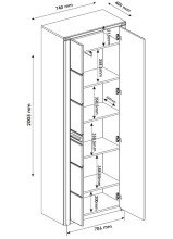 Garderobenschrank >Nature One< 2 Türen, 5 Böden, soft-close, Kernbuche teilmassiv - 74x201x40cm B/H/T