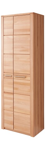 Garderobenschrank >Nature One< 2 Türen, 6 Böden, soft-close, Kernbuche teilmassiv - 65x201x40cm B/H/T