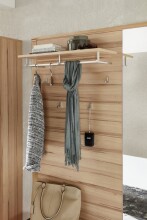 Garderobenpaneel >Nature One< 5 Haken, Ablage-Boden, FSC Kernbuche teilmassiv - 120x157x29cm (B/H/T)