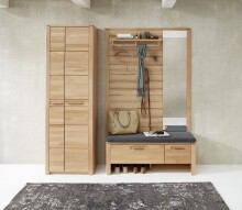 Garderobenpaneel >Nature One< 5 Haken, Ablage-Boden, FSC Kernbuche teilmassiv - 120x157x29cm (B/H/T)