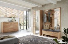 Garderobenpaneel >Nature One< 5 Haken, Ablage-Boden, FSC Kernbuche teilmassiv - 120x157x29cm (B/H/T)