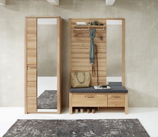 Garderoben-Set >Nature One< 3-teilig, soft-close, FSC-Kernbuche teilmassiv - 209x201x40cm (B/H/T)