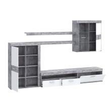 Wohnwand >ZUMBA< LED, 60 Zoll, Betonoptik / weiss - 300x200,9x41cm (B/H/T)