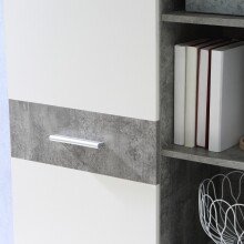 Wohnwand >ZUMBA< LED, 60 Zoll, Betonoptik / weiss - 300x200,9x41cm (B/H/T)