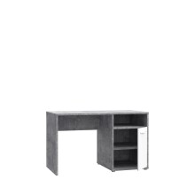 Schreibtisch >CANMORE< 1 Tür, 3 Fächer, Betonoptik / weiss glanz - 120x73,5x60cm (B/H/T)