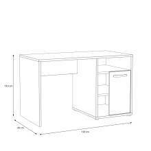 Schreibtisch >CANMORE< 1 Tür, 3 Fächer, Betonoptik / weiss glanz - 120x73,5x60cm (B/H/T)