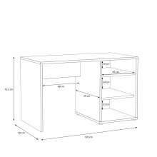 Schreibtisch >CANMORE< 1 Tür, 3 Fächer, Betonoptik / weiss glanz - 120x73,5x60cm (B/H/T)