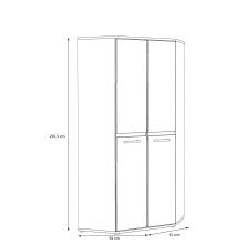 Eckkleiderschrank >CANMORE< 2 Stangen, 4 Böden, Betonoptik / Hochglanz Weiß - 92x201,5x92cm B/H/T