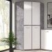 Eckkleiderschrank >CANMORE< 2 Stangen, 4 Böden, Betonoptik / Hochglanz Weiß - 92x201,5x92cm B/H/T