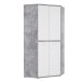 Eckkleiderschrank >CANMORE< 2 Stangen, 4 Böden, Betonoptik / Hochglanz Weiß - 92x201,5x92cm B/H/T