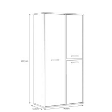 Drehtürenschrank >CANMORE< 7 Fächer, Betonoptik / Hochglanz Weiß - 99,5x201,5x52,2cm (B/H/T)