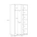 Drehtürenschrank >CANMORE< 7 Fächer, Betonoptik / Hochglanz Weiß - 99,5x201,5x52,2cm (B/H/T)