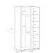 Drehtürenschrank >CANMORE< 7 Fächer, Betonoptik / Hochglanz Weiß - 99,5x201,5x52,2cm (B/H/T)