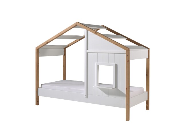 Hausbett >BABS< inkl. Lattenrost, teilmassiv eichfarbig / weiss - 210x170x97cm (BxHxT)