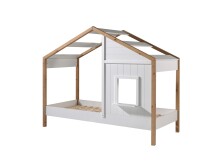 Hausbett >BABS< inkl. Lattenrost, teilmassiv eichfarbig / weiss - 210x170x97cm (BxHxT)