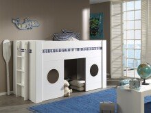 Spielbett >Freya< inkl. Rollrost, mit Lieter, Weiß, Holzwerkstoff - 215x120x96cm (BxHxT)