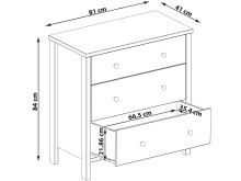 Kommode >Wenche< in Grau, MDF/Folie - 81x84x41cm (BxHxT)