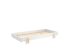 Stapelbett >Moldulo< 90x200cm, inkl. Lattenrost, Weiß lackiert - 203,6x27,5x93,8cm (BxHxT)