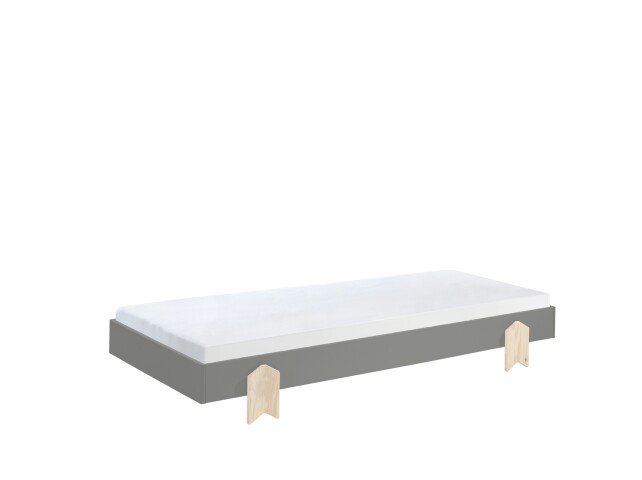 Stapelbett >Moldulo< 90x200cm, inkl. Lattenrost, grau lackiert - 203,6x27,5x93,8cm (BxHxT)
