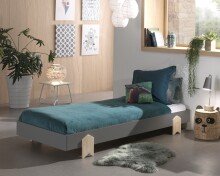 Stapelbett >Moldulo< 90x200cm, inkl. Lattenrost, grau lackiert - 203,6x27,5x93,8cm (BxHxT)